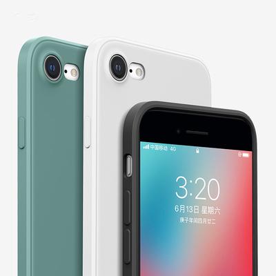 Pouzdro na telefon pro iPhone 7 8 SE 2020 měkký tekutý silikonový čtverec odolný proti nárazu obyčejný zadní kryt na telefon Coque pro iPhone 7 8 dárek