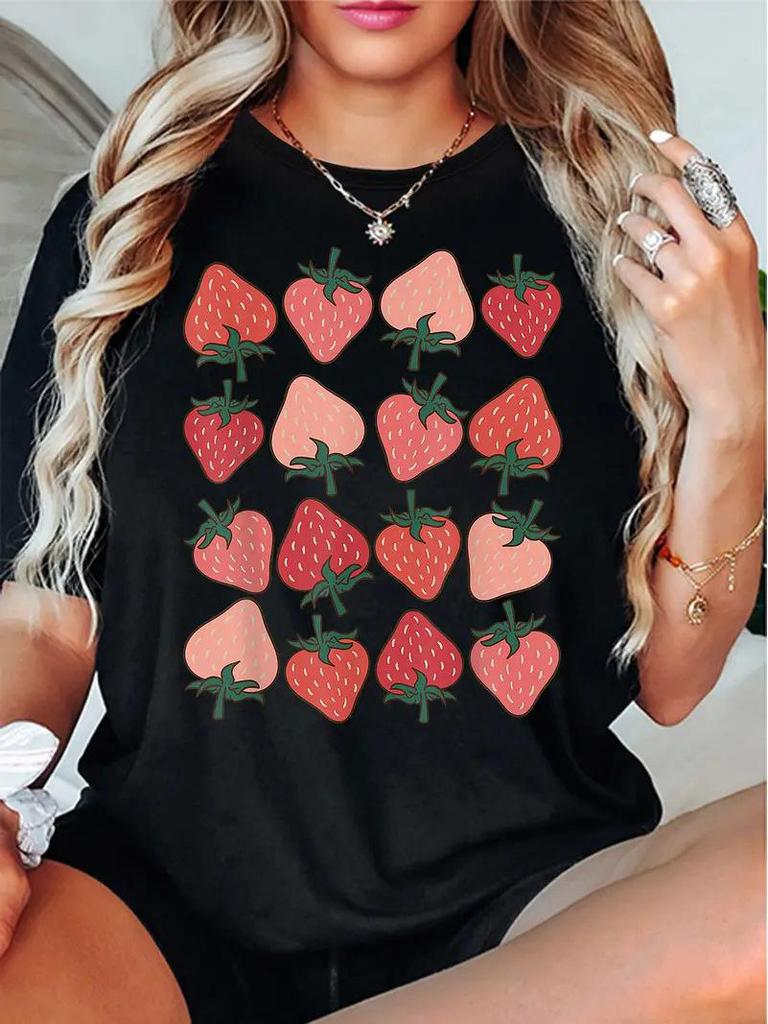 Women's Short Sleeve Cherry Print Top with Free Shipping