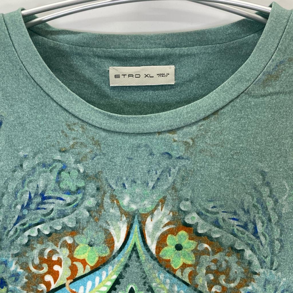 Etro Green Paisley T-shirt Tops XL greenUsed