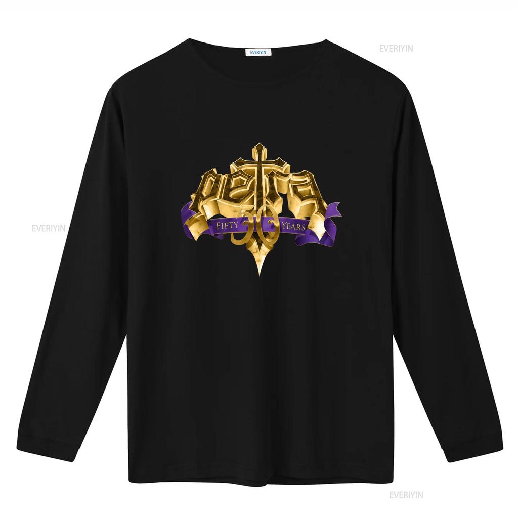 2 SIDES 50th Anniversary Petra Band T Shirt Classic Black S 5XL Gold Cross Purple Ribbon Design U031 Vintage Washed Unisex