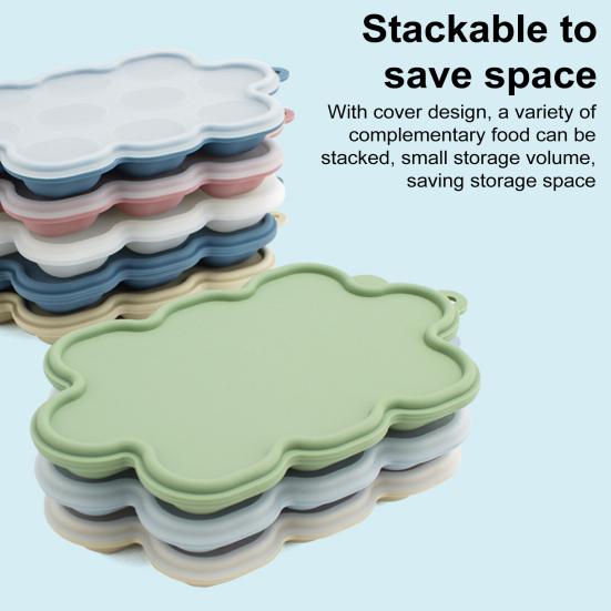 Silicone Toddle Food Freezer Tray with Lid BPA-Free Breastmilk Storage Container Nibble Tray for Teething Ice Cubes Fruit Purees