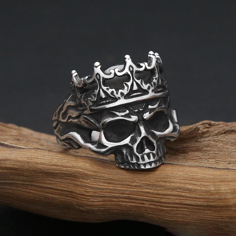 Vintage Gothic 316L Stainless Steel Skull Rings For Men Women Punk Hip Hop Motorcycle Band Jewelry Halloween Gifts