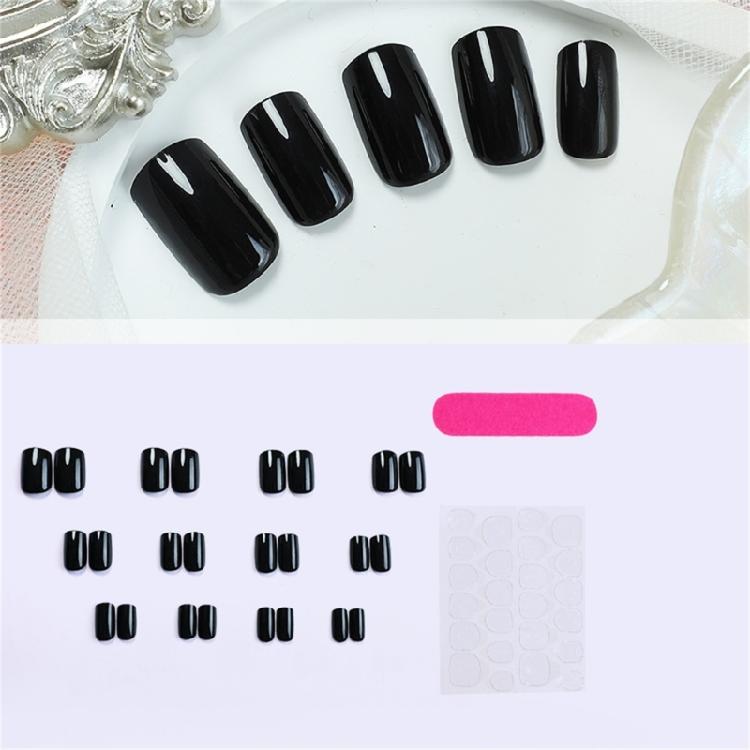 Square Nail Tips Black Fake Nail Glues On Nail Stick On Nail Press On Nail Artificial False Nail for Womens and Girls