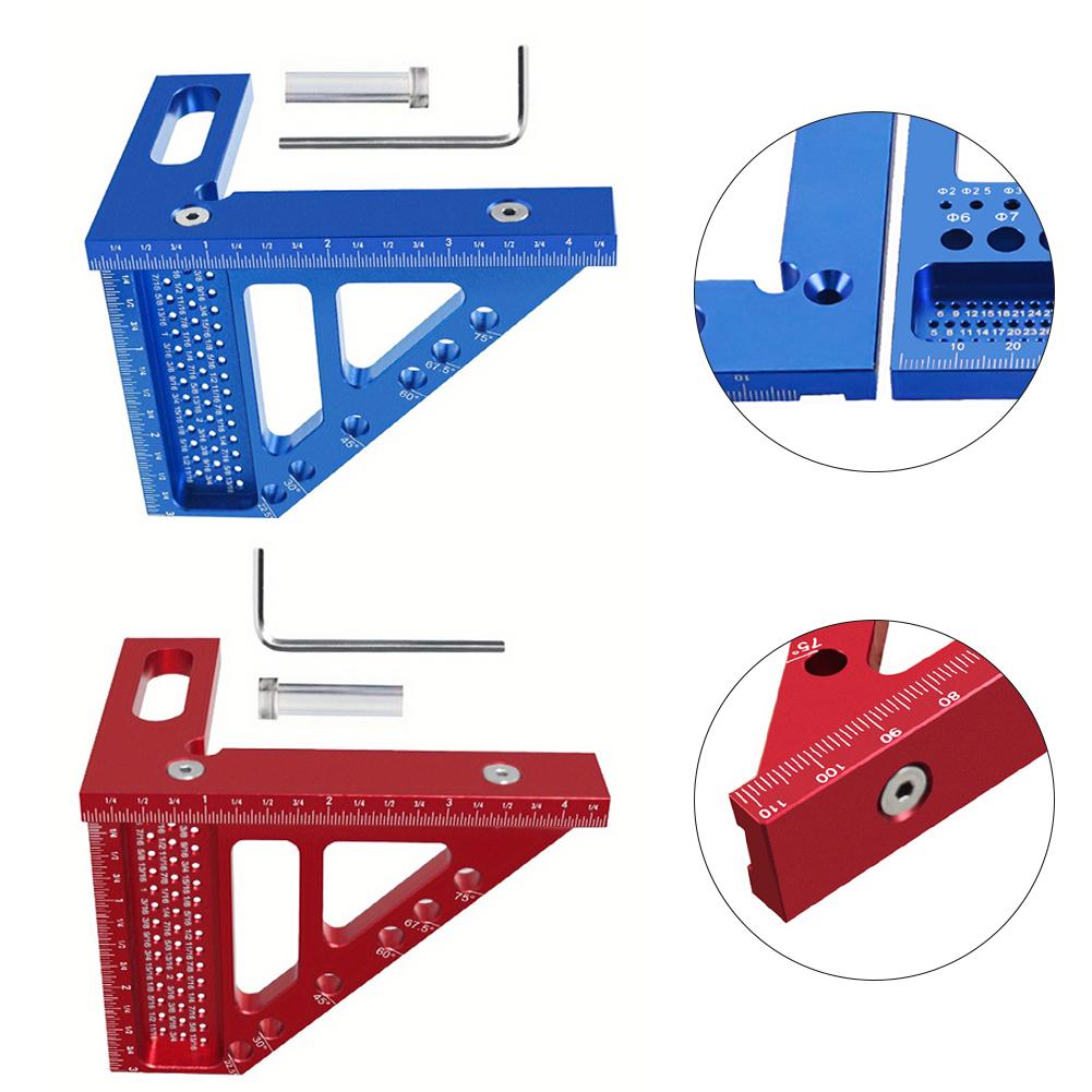 Woodworking Miter Triangular Ruler Aluminum Alloy Square Protractor Imperial Hand Tools Power Tool Accessories Household Supplie