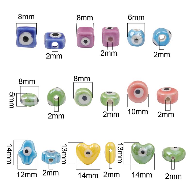 10 Piezas Hechas a Mano Cerámica Porcelana Cuentas Ojo Turco Amuleto Espaciador Cuentas Sueltas para Hacer Joyas DIY Pendiente Pulsera Llavero Accesorios