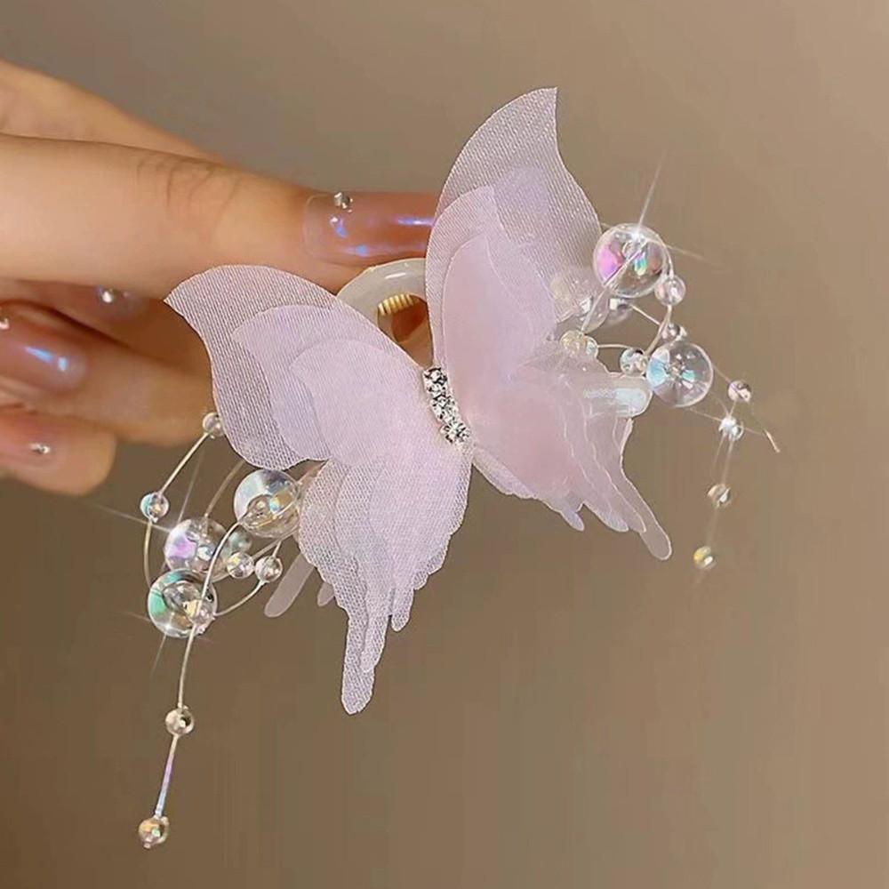 Large Simulated Butterfly Grab Clips Elegant Fashion Lady's Bangs Side Shark Clip Headress