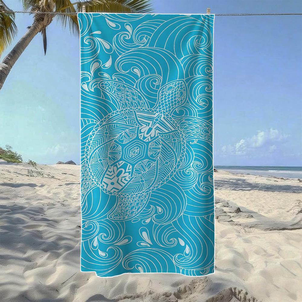 

Sea Turtle Pattern Beach Towel, Soft Quick-Drying, Perfect For Portable Outdoor Travel, Swimming, Camping And Summer Beach W30*H60(CM)