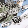 Elegant Sweater Brooches 4Pcs Vintage Clips for Women Girls, Retro Floral Cardigan Clips, Scarf Clasps Shawl Pins Scarves Clip, Waist Cincher