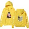 Attack On Titan Levi Ackerman Hoodie Unisex Fleece Sweatshirt, Front Character Print, Back Wings Logo, Japanese Sleeve Text, Autumn Winter Pullover