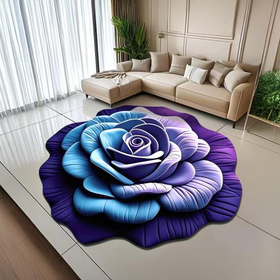 Yousheng Diatomaceous Earth Floor Mat 3D Realistic Flower Pattern Non-Slip Backing Door Mat Living Room Bathroom Kitchen Absorbent Mat