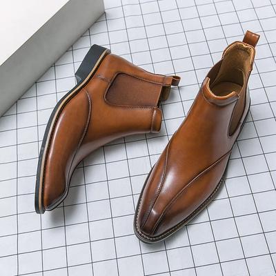 Mode Elegant Braun Herrenkleiderstiefel Mode High Top Lederschuhe Mann Herbst Winter Luxus Chelsea Boots Für Männer bottines homme