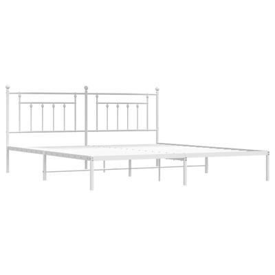 Metal Bed Frame with Headboard White 200x200 Cm