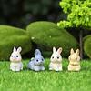 Mini Rabbit Figurine Resin Miniature Sitting Lying Bunny Statue Animal Collectible Sculpture Micro Landscape Dollhouse Decoration