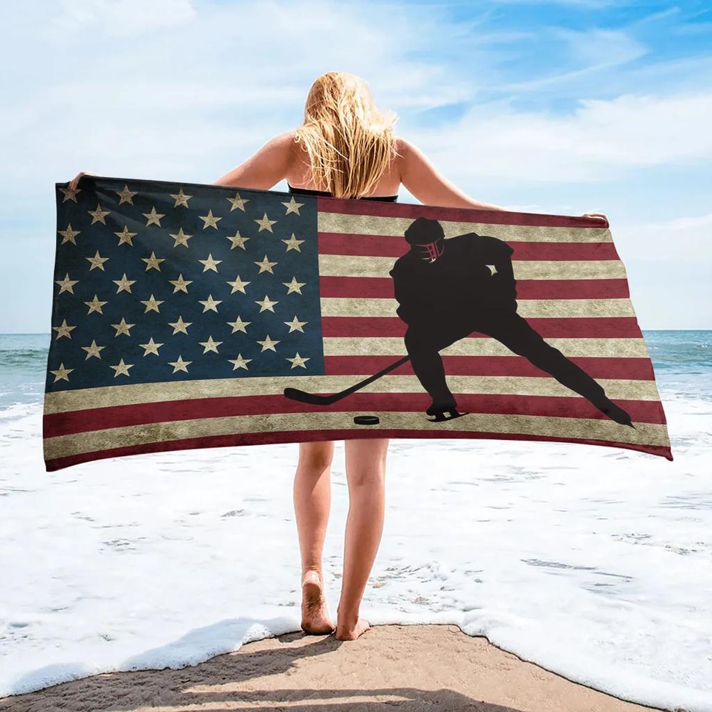 Retro Abstract Hockey Sneakers Soft Quick-drying Bath Towels Outdoor Seaside Round Beach Towel Microfiber Face Towel
