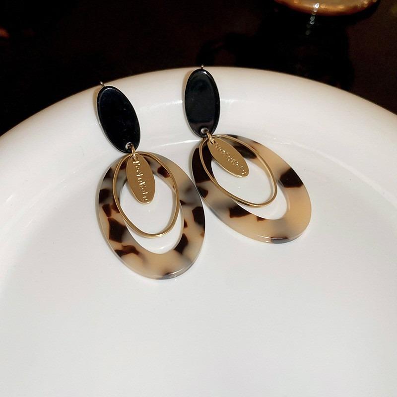 Silver Needle Black Crystal Geometric Stud Earrings Niche Versatile Earrings Temperament Light Luxury Premium Earrings