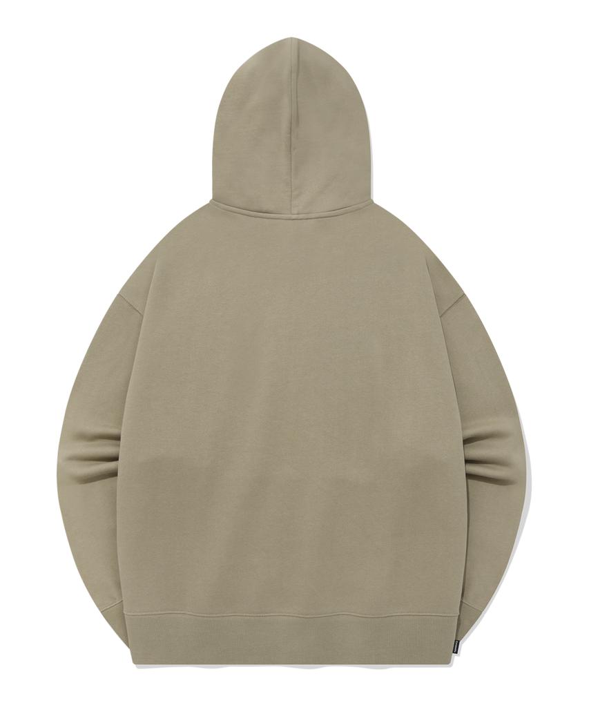 Oversized Small Authentic Logo Hoodie Beige
