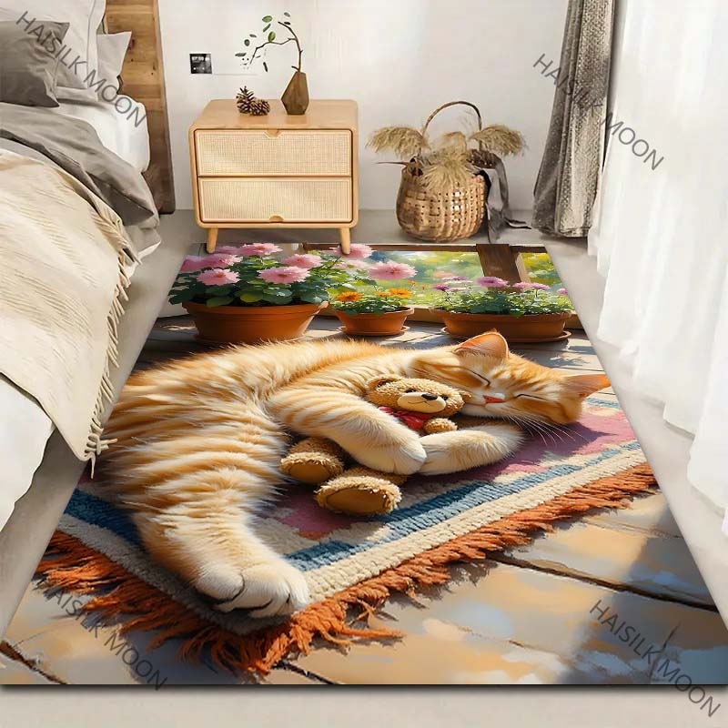 

A Naughty Kitten Pattern Carpet for Living Room Bedroom Sofa Home Decor Non-slip Floor Mat Large Size Luxury Gift Area Rug 40x60cm
