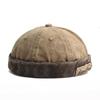 Retro Washed Color Docker Cap Without Visor Star Splicing Brimless Caps Letter Adjustable Beanie Hat Vintage Style Hip Hop