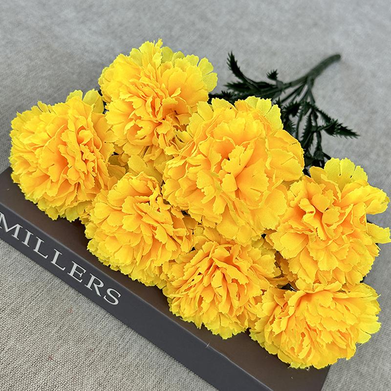 Artificial Chrysanthemums Fall Flowers Silk Orange Marigold Flowers Fake Mums Flowers For Wedding Autumn Day Of The Dead