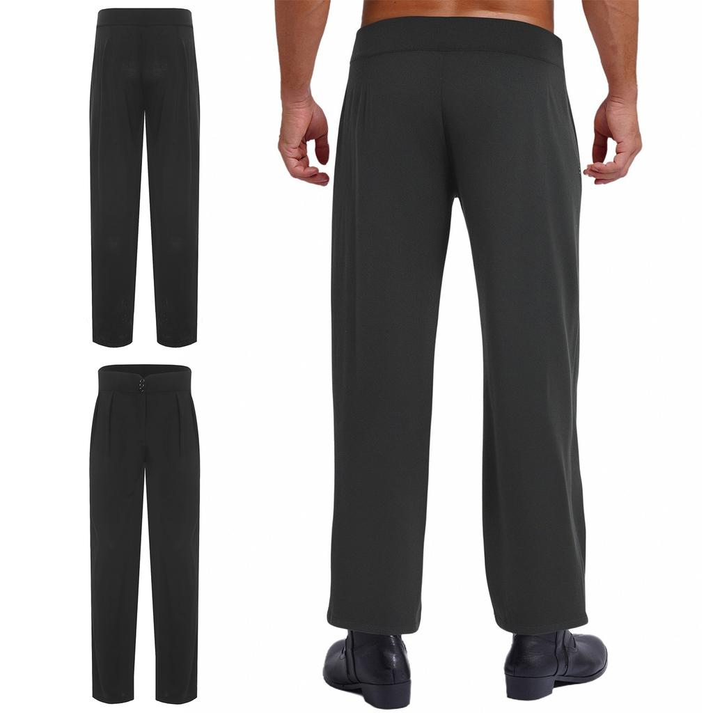 High Waist Latin Dance Pants for Men Cha-Cha Ballroom Trousers Professional Competition Wear S-XL