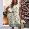 Women's Summer Fashion Casual Round Neck Short Sleeve Vintage Print Dress