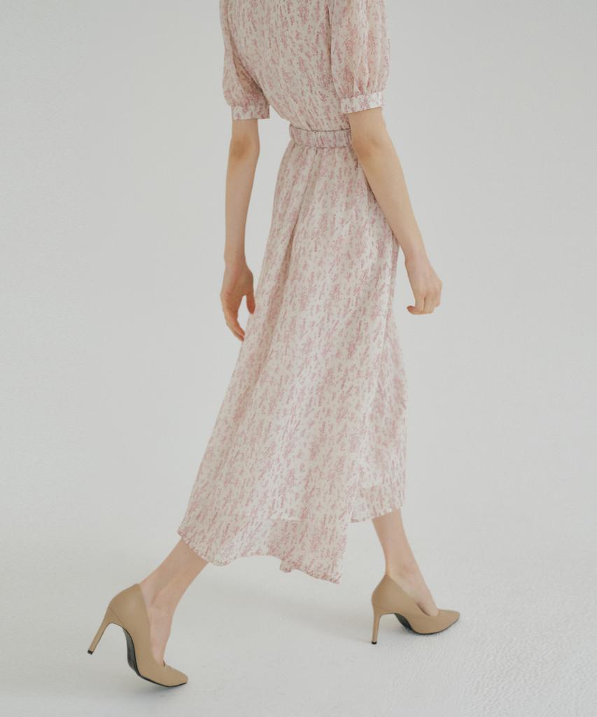 Mullion Chiffon Floral Dress