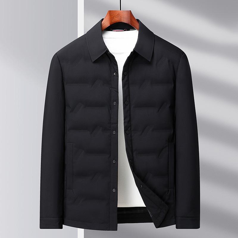 Autumn and Winter New Light Down Jacket Men's White Duck Down Business Casual Lapel Thickened Warm Shirt Jacket