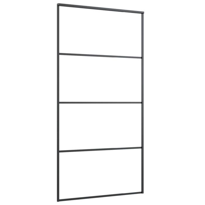 VidaXL Porte Coulissante Porte de Grange Porte d'Intérieur Système de Porte Maison Butée de Porte Verre ESG Dépoli Aluminium 151663