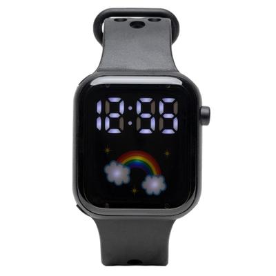 Cyfrowy zegarek dziecięcy ALIAS LED z silikonowym paskiem, Czarny, WW22043BK