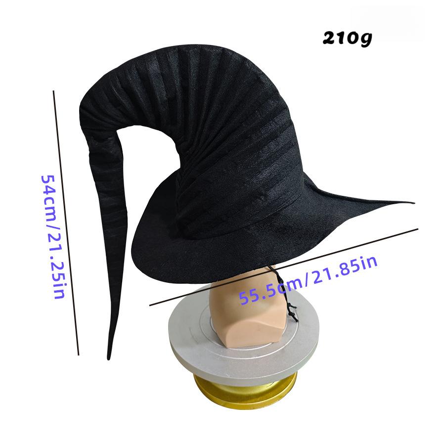 Witch Hat with Chin Strap Pleated Gothic Halloween Hat Elastic Wind Cord for Adults & Kids New Arrival Halloween Accessories