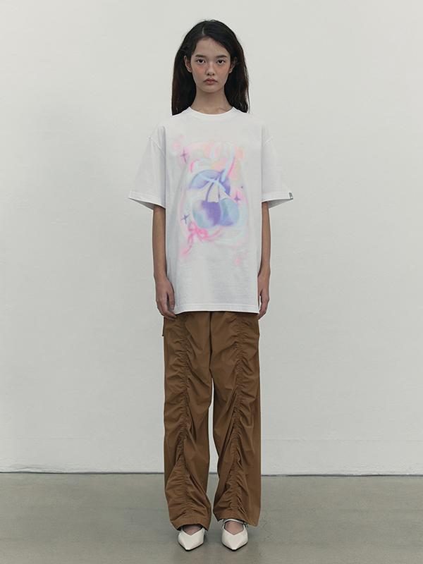 KIRSH Cherry Blur Graphic T-Shirt [White]