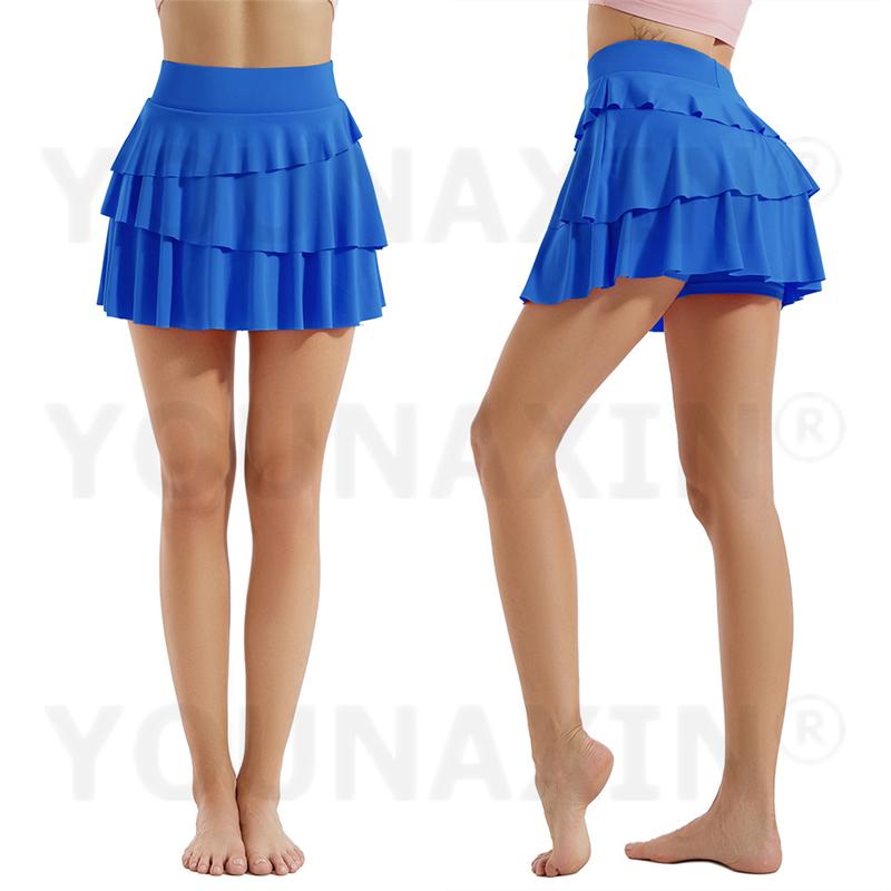 Damen Tennis Culottes Yoga Hohe Taille Tasche Fitness Plissee Rock Training Athletisch Laufen Sportshorts Futter S M L XL 2XL