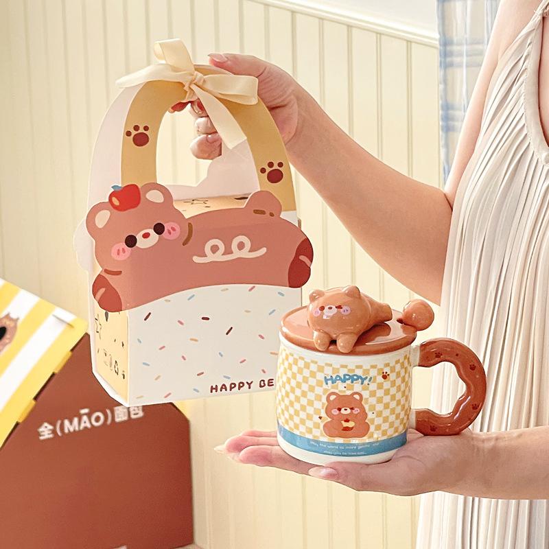 Cute Little Bear Mug High Appearance Level Ceramic Cup Design Sense Breakfast Cup Milk Cup  Gift Box As A Souvenir