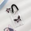 Korean Butterfly Transparent Card Holder Student Bus Cards Photo Sleeve Elastic Rope ID Credit Card Cover with Pendant