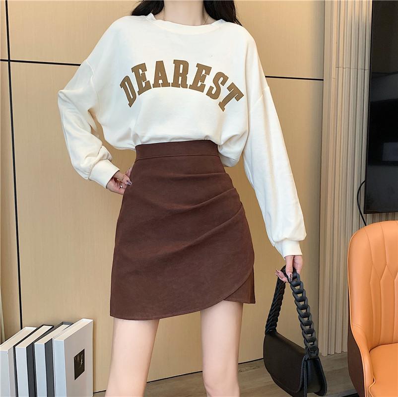 Plus Size Black Irregular High Waist Short Skirt - Autumn/Winter Slimming