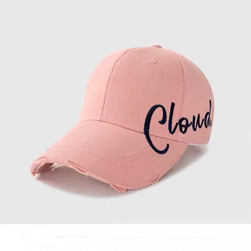 Letter hardtop baseball cap women's new black versatile big head circumference sunshade showing face small baseball cap tide