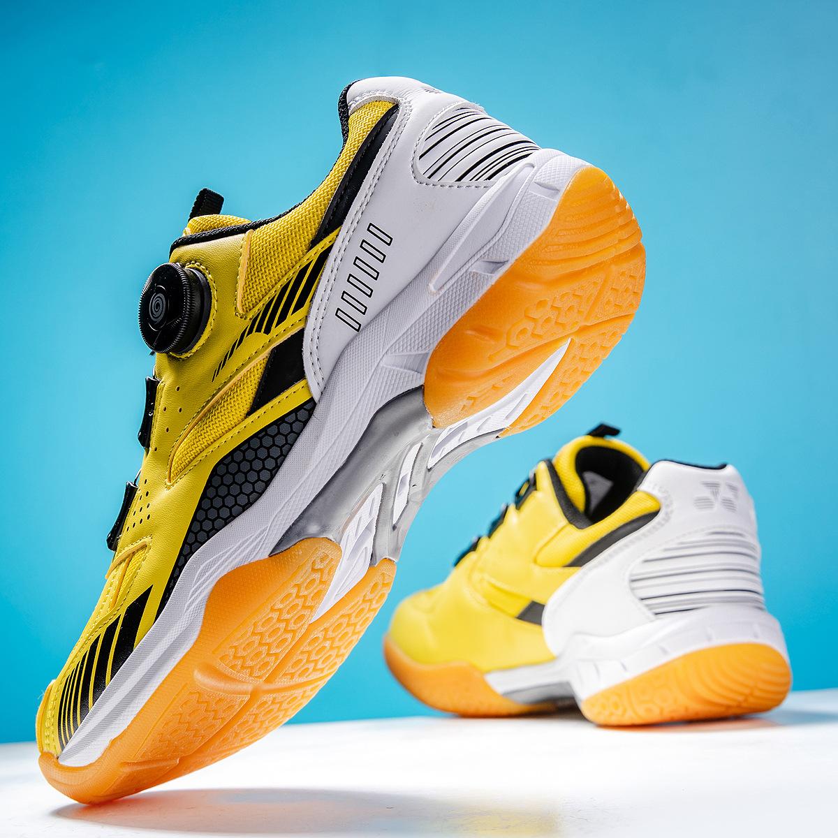 

Badminton shoes couple shoes professional beef tendon sole anti-skid training lightweight double rotating buckle high-quality badminton shoes 35 жовтий