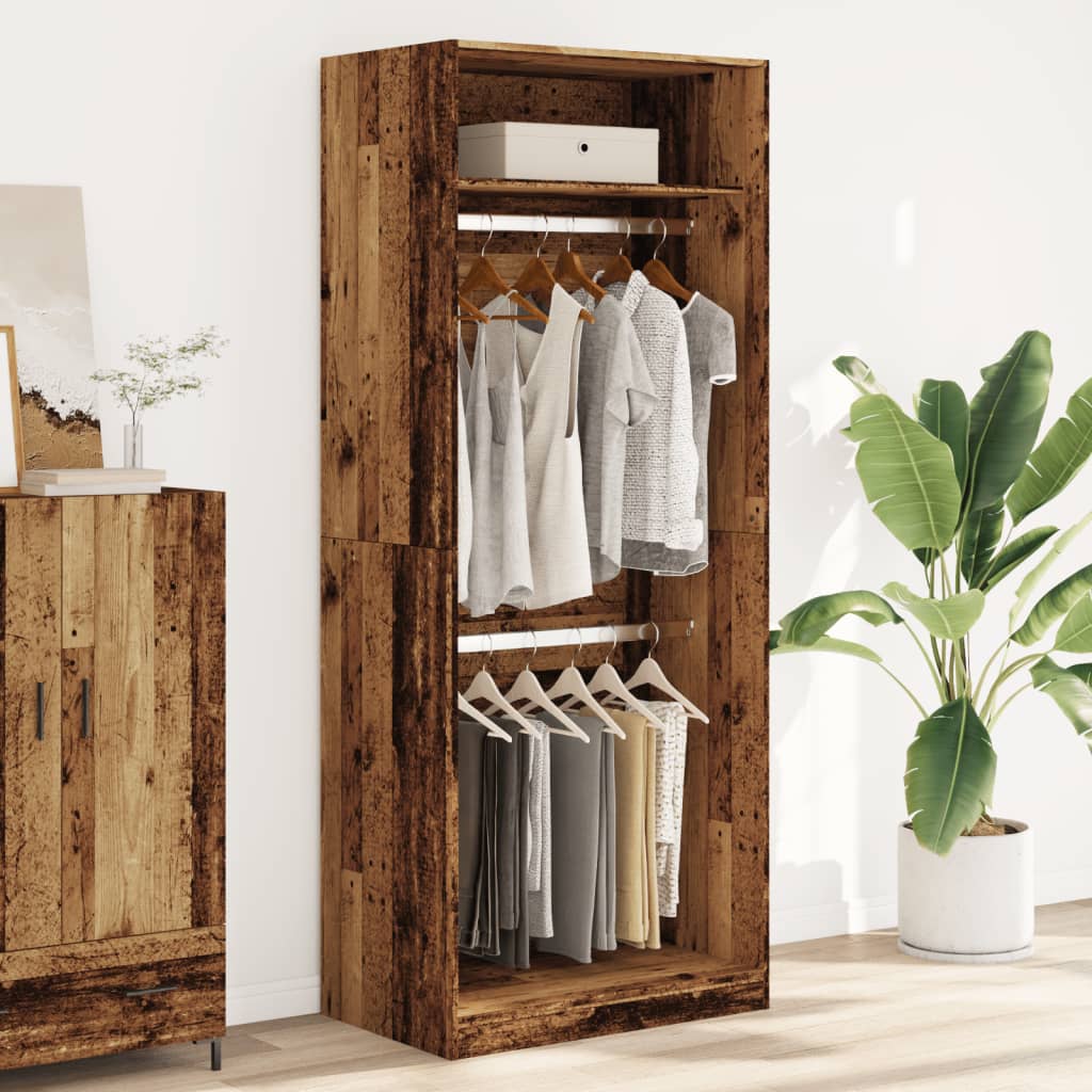 Wardrobe with Rustic Wood Effect 80 x 50 x 200 cm Engineered Wood