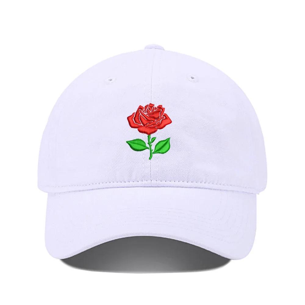 Lyprerazy Baseball Hat Rose Floral Unisex Embroidery Baseball Cap Washed Cotton Embroidered Adjustable Cap