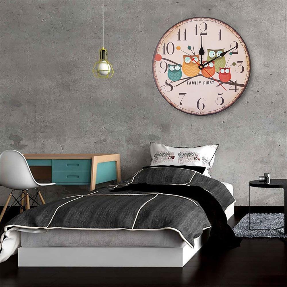 12 Inch Quartz Wall Clock Battery Operated Retro Wall Clock Colorful Wooden Wall Clock For Home