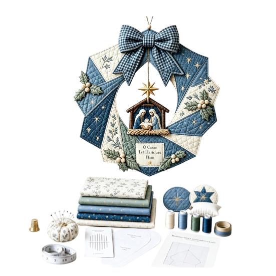 Einzigartiges Weihnachtsgeschenk für Lehrer, Weihnachts-Stoffkranz DIY-Set, Patchwork Anfängerfreundlich, Handgefertigte Bastelgirlande, Materialdekoration