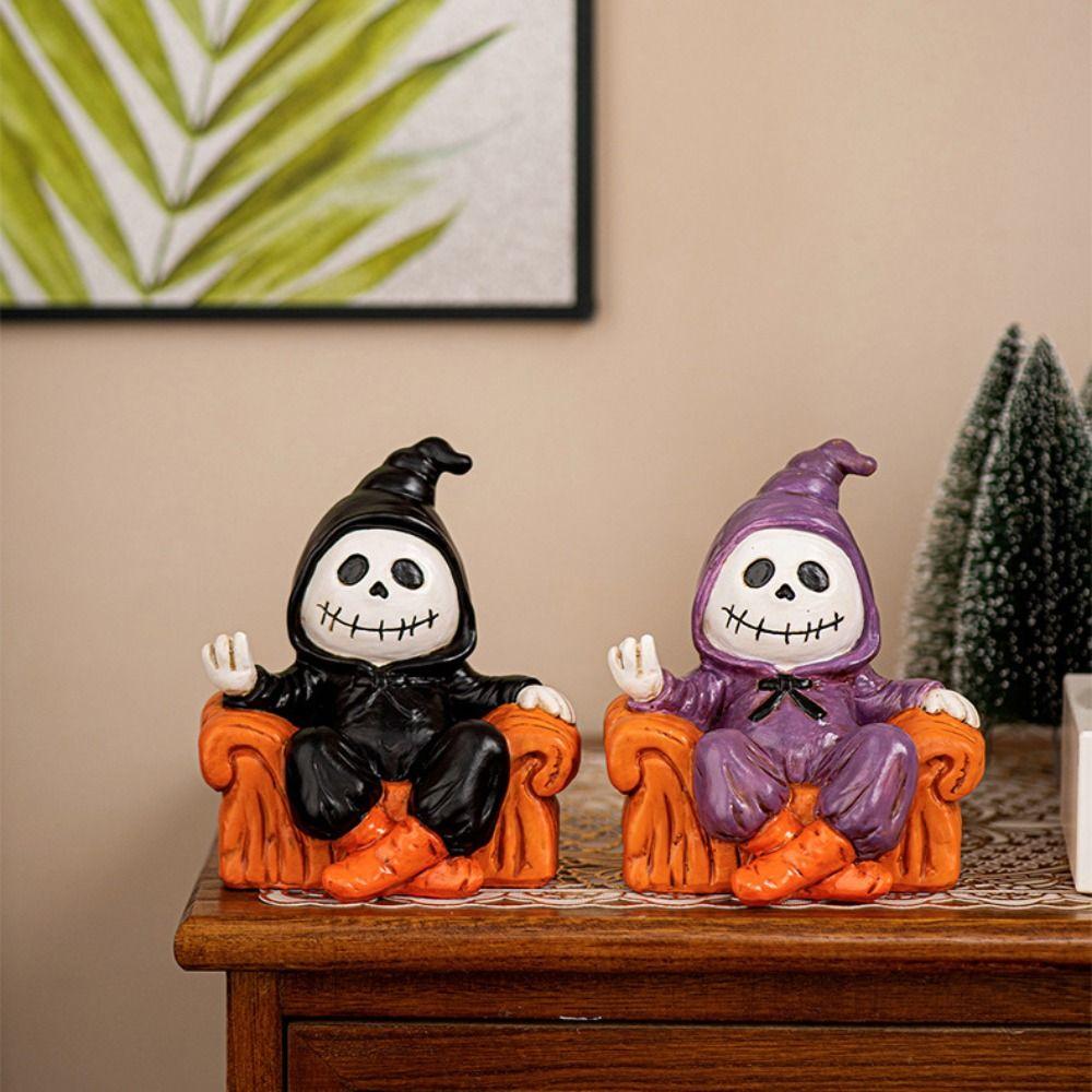 Resin Halloween Sofa Ghost Figure Spooky Ghost Statue Ornament Funny Ghost Art Sculpture  Bedroom