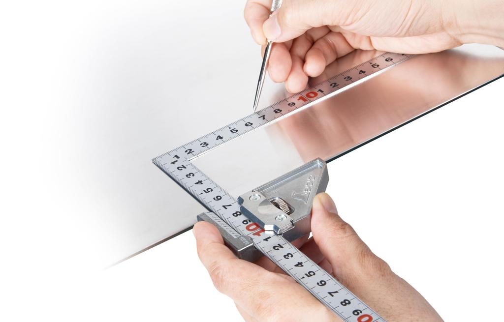 Shinwa Sokutei Flat Square, Silver, 50cm, Same Size On Both Sides, Includes Metal Square Stopper, JIS 12480