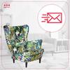 Wingback Armchair ARI PRINT Scandinavian Family Furniture Monstera Green Leaves