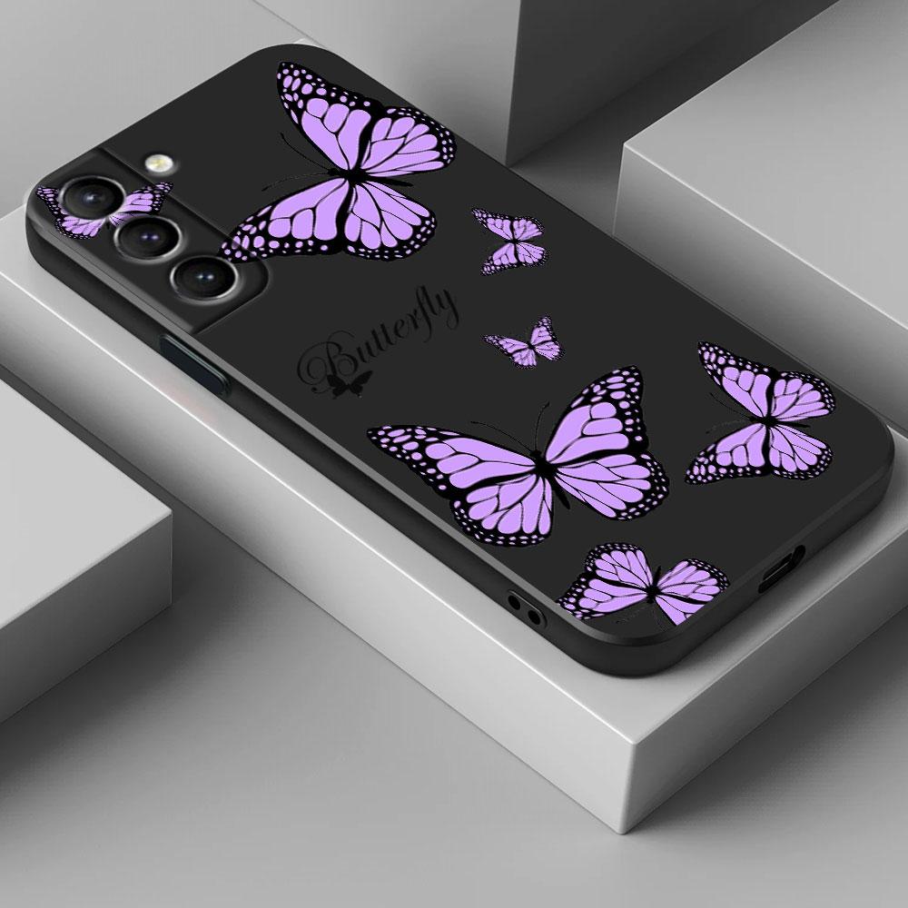 Pink Butterfly Phone Case For Samsung Galaxy S26 Ultra Cases S25 FE S24 S23 S21 Ultra S20 S24 FE S22 S26 Plus 5G Black Cover