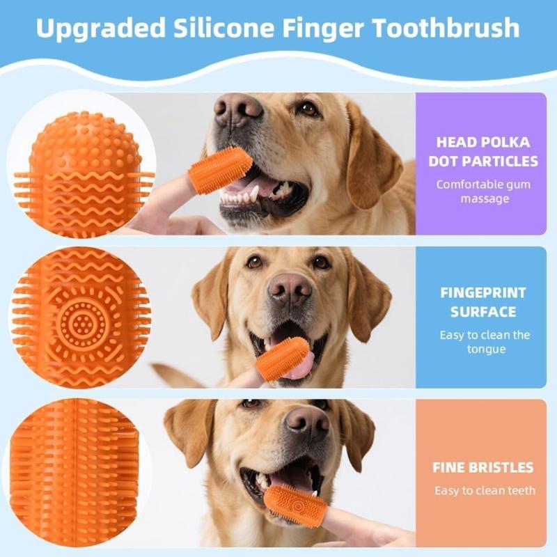 6Pieces Pet Finger Toothbrush for Training Teething Cleaning Dog Toothbrushes Cleaning Massager Dental Care