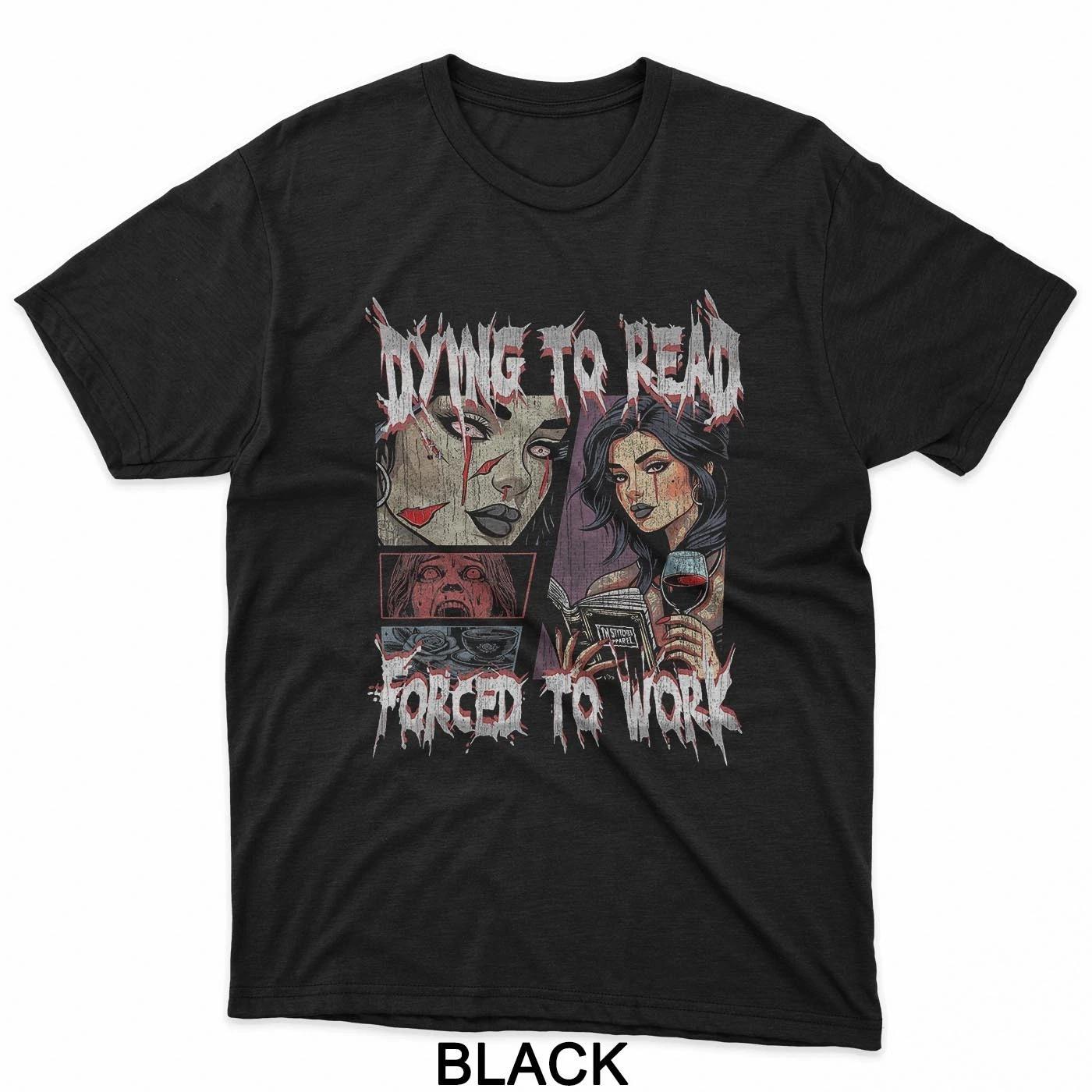 Vintage Retro Dying to Read Forced to Work Graphic Tee T-Shirt S