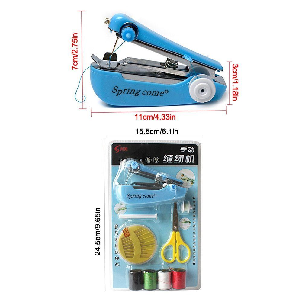 Plastic Sewing Machine Kit Thread Spools Needle Cushion Handheld Sewing Machine Manual Sewing Machine Clothing Repair Kit