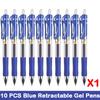 10/100 PCS Roise Retractable Gel Pens Set Black/Red/Blue Ink Ballpoint for Writing Refills Office School Supplies Stationery