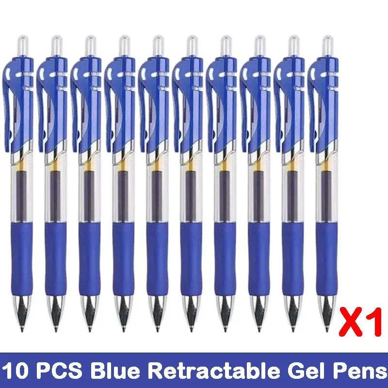10/100 PCS Roise Retractable Gel Pens Set Black/Red/Blue Ink Ballpoint for Writing Refills Office School Supplies Stationery